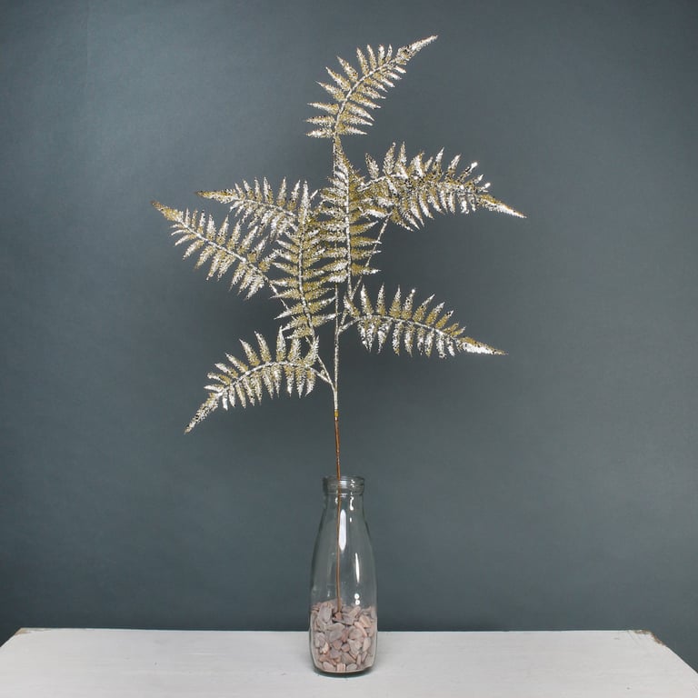Gold Glitter Fern Spray - Add Instant Luxury to Home Decor & Party Events