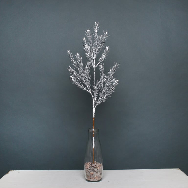 Silver Glitter Ruscus Spray - Add Sparkle to Your Home Decor and Party Supplies