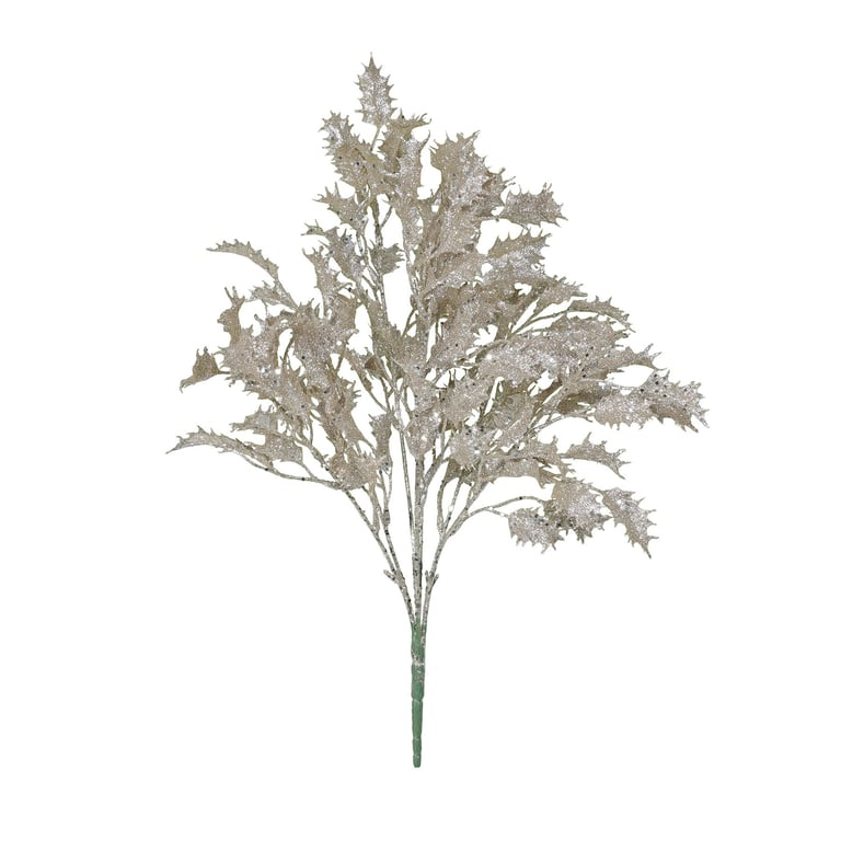 Champagne Glitter Holly Bush - Festive Christmas Decoration for Home & Garden