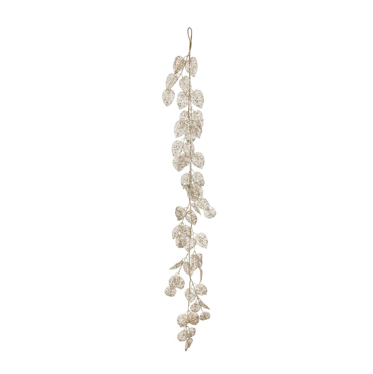 Champagne Glitter Leaf Garland - 150cm Long Home Decor and Christmas Party Supply
