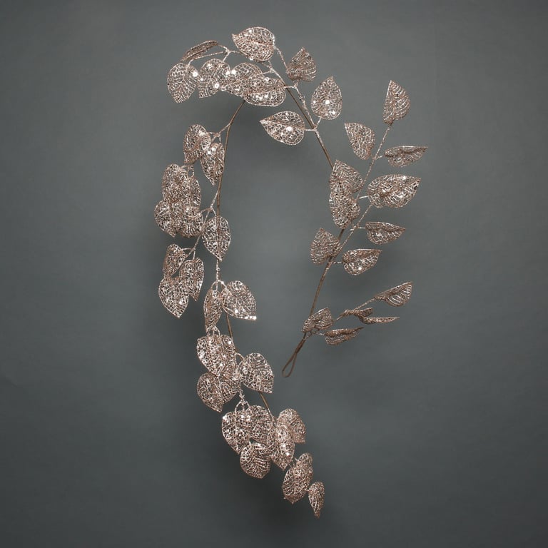 Champagne Glitter Leaf Garland - 150cm Long Home Decor and Christmas Party Supply