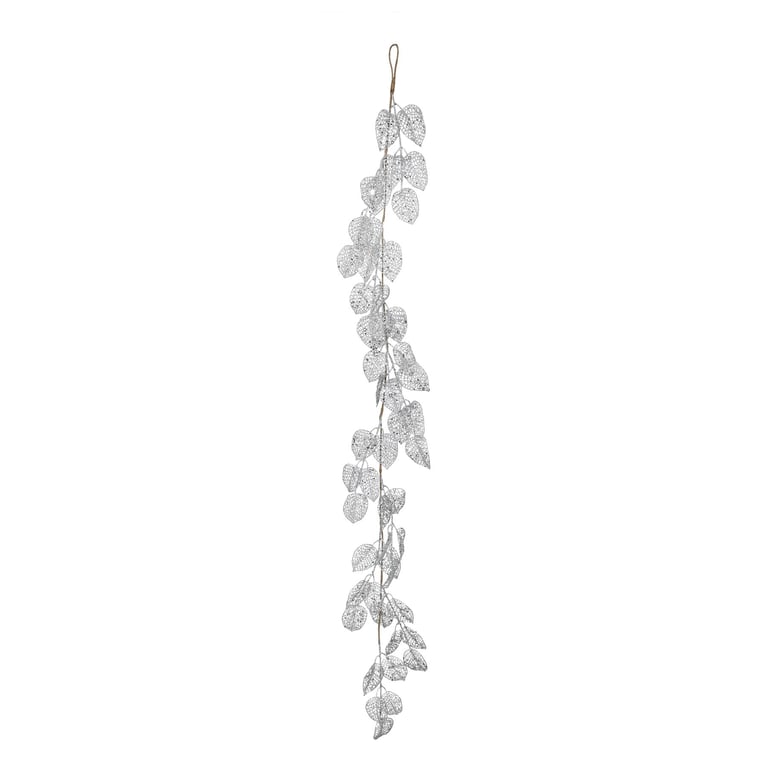 Silver Glitter Leaf Garland - 150cm Home Decor Party Supplies Decoration