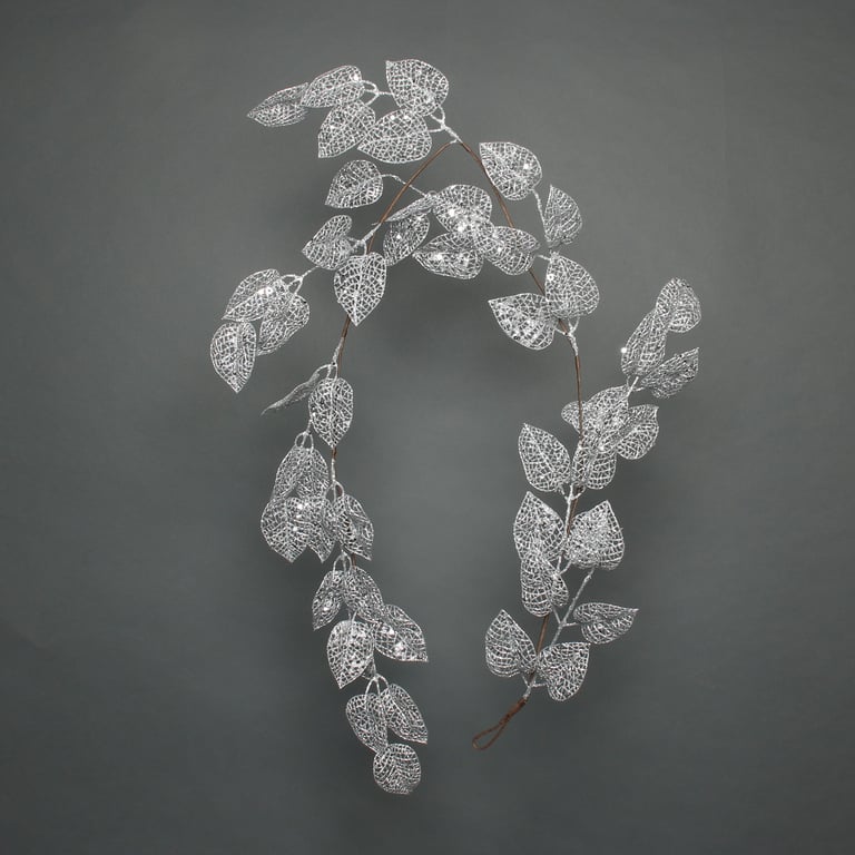 Silver Glitter Leaf Garland - 150cm Home Decor Party Supplies Decoration