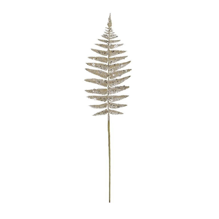 Champagne Glitter Fern Leaf Decorative Accent - Holiday & Wedding Party Supply