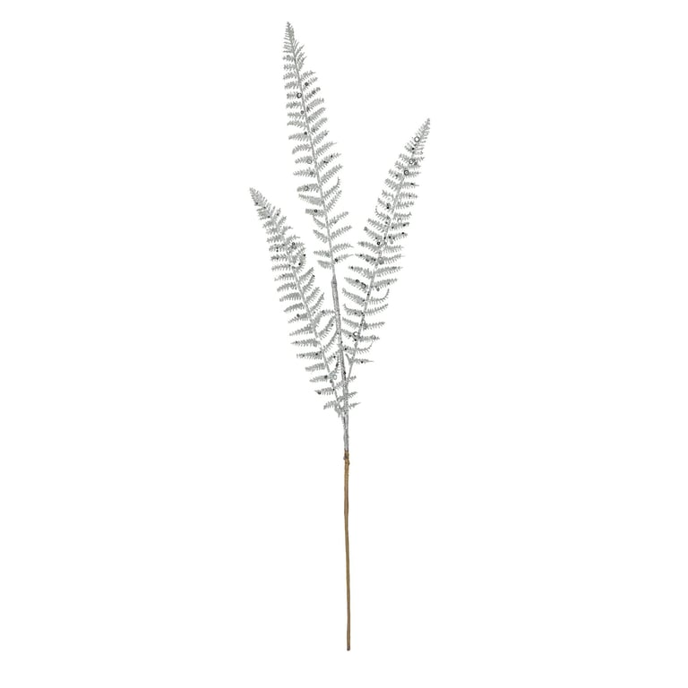 Silver Glitter 3 Leaf Palm Stem - Elegant Home Decor and Party Supply