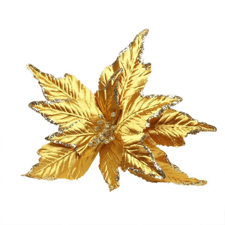 Large Gold Poinsettia Pick - Elegant Holiday Home Decor Centerpiece