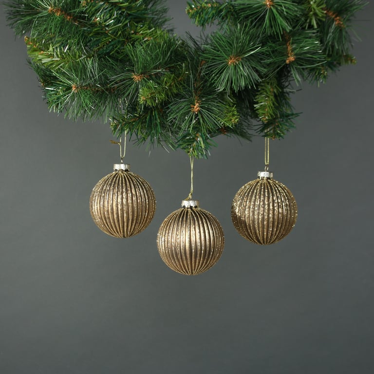 Titania 8cm Gold Glass Bauble Set of 4 - Elegant Home Decorations