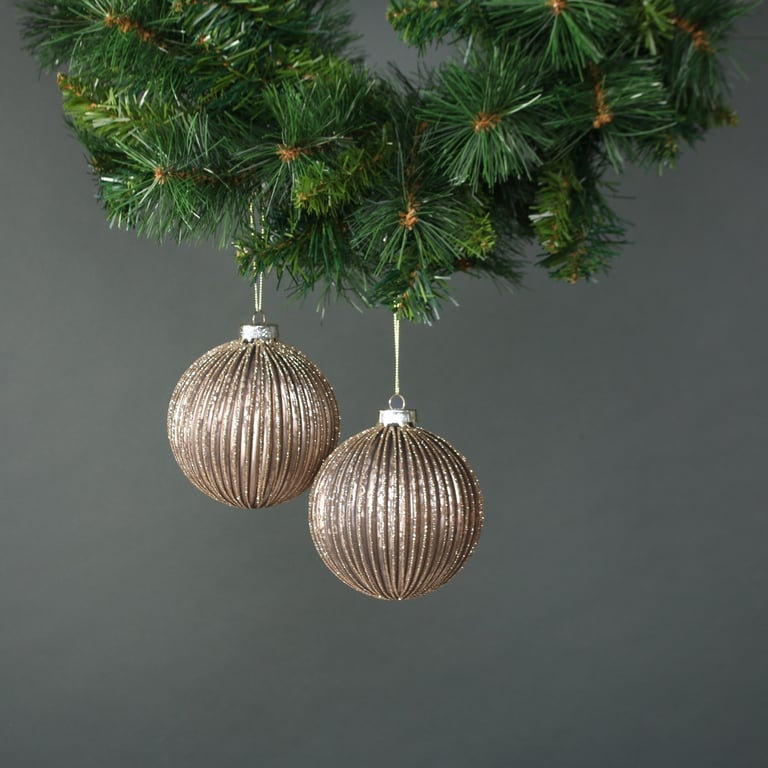 Titania 10cm Rose Gold Glass Bauble Set of 4 - Elegant Home Decor Ornaments