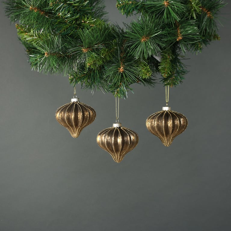 Glass Onion Bauble Set - 4 Pieces of Elegant Home Decor and Holiday Decoration