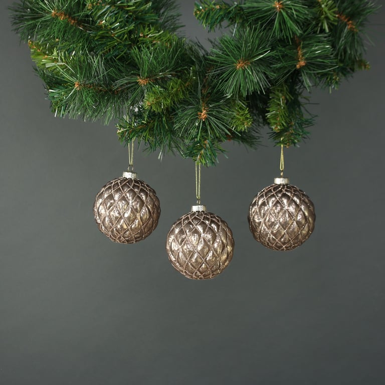 Asteria 8cm Glass Bauble Set of 4 - Festive Home Decor Ornaments for Christmas and Holiday Season