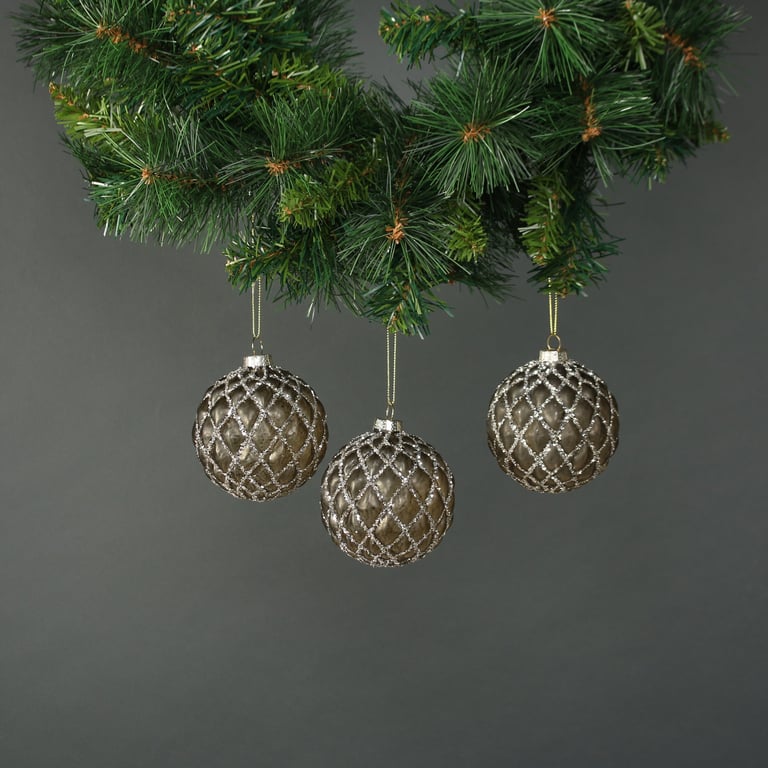 Asteria Glass Bauble 8cm Set of 4 - Elegant Home Decor Christmas Ornaments