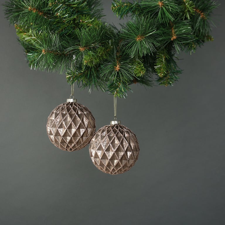 Gold Asteria 10cm Glass Diamond Bauble Set - Elegant Home Decor Christmas Ornaments (Set of 4)