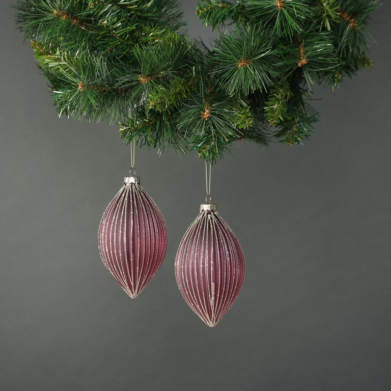 Faye Glass Drop Bauble Set - Festive Decorative Home Accessories for Christmas and Beyond