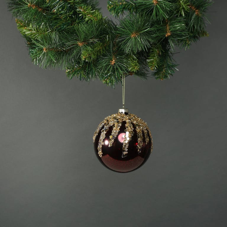 Zanna 12cm Glass Bauble Set of 2 - Elegant Holiday Decoration Ornaments