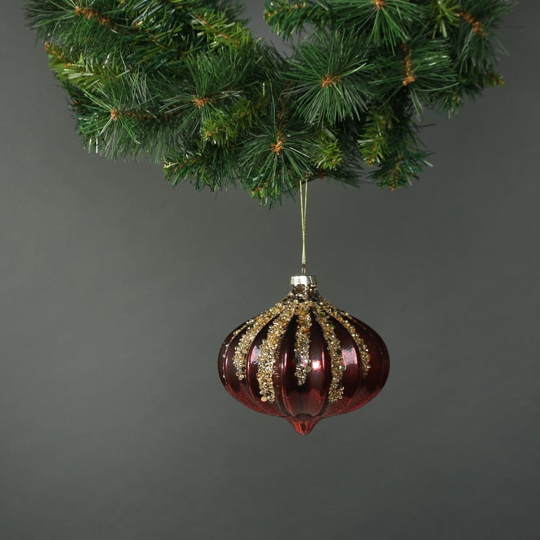 Zanna 12cm Glass Onion Bauble - Elegant Home Decor Ornament with Kitchen Style Glass Accents