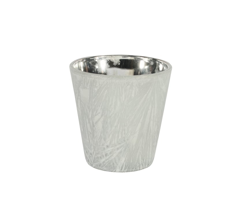White Frosted Votive Candle Holder - Elegant Glass Home Decor Item