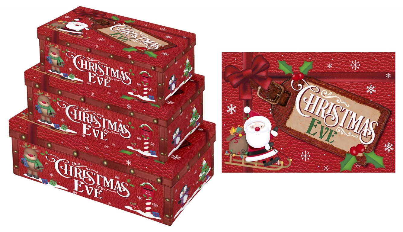 Christmas Eve Gift Box Set - 3 Festive Holiday Present Boxes