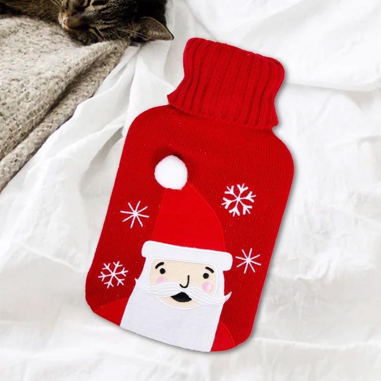 Santa Claus Hot Water Bottle & Knitted Cover - Cozy Home Decor Gift Idea