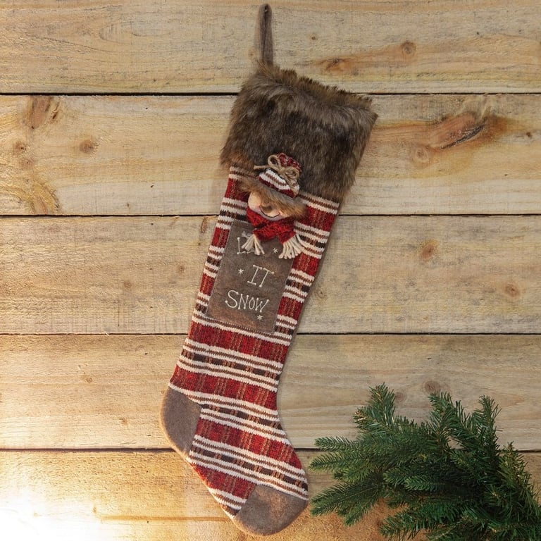 Fabric Christmas Stockings - Santa Claus & Snowman Designs, Assorted Home Decor
