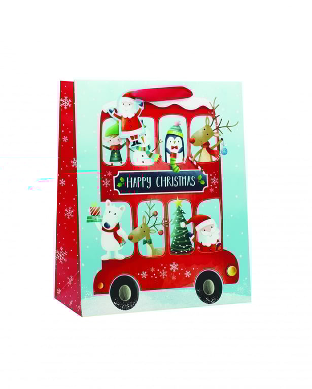 Large Christmas Bus Holiday Backpack, Festive Travel Bag, Gift Bag