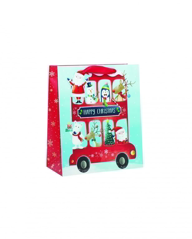 Christmas Bus Medium Bag - Festive Holiday Backpack with Bus Theme