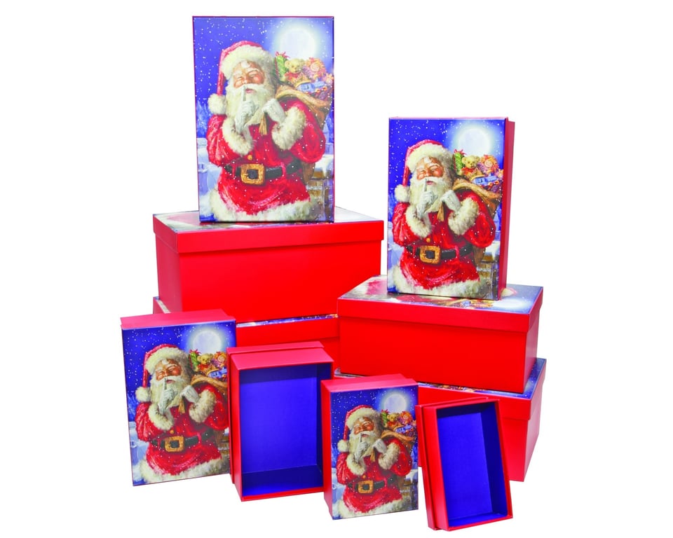 Santa Gift Box Sets - Festive Storage Solutions (x10 Nested Christmas Containers)