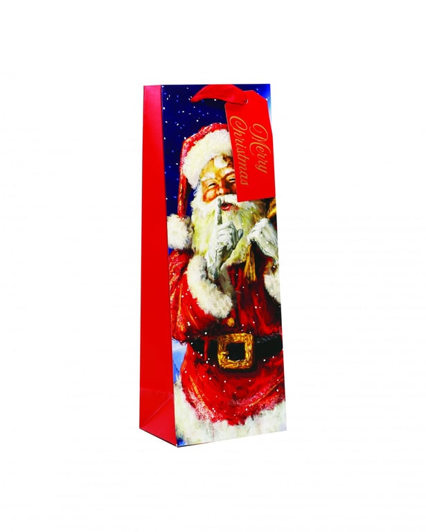 Traditional Santa Bottle Bag - Reindeer Theme Home Decor Storage Bag for Holiday Gift Giving