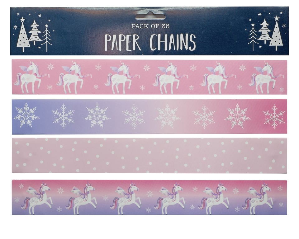 Unicorn 36 Piece Festive Home Decor Paper Chain Set - Perfect for Kids Parties and Celebrations