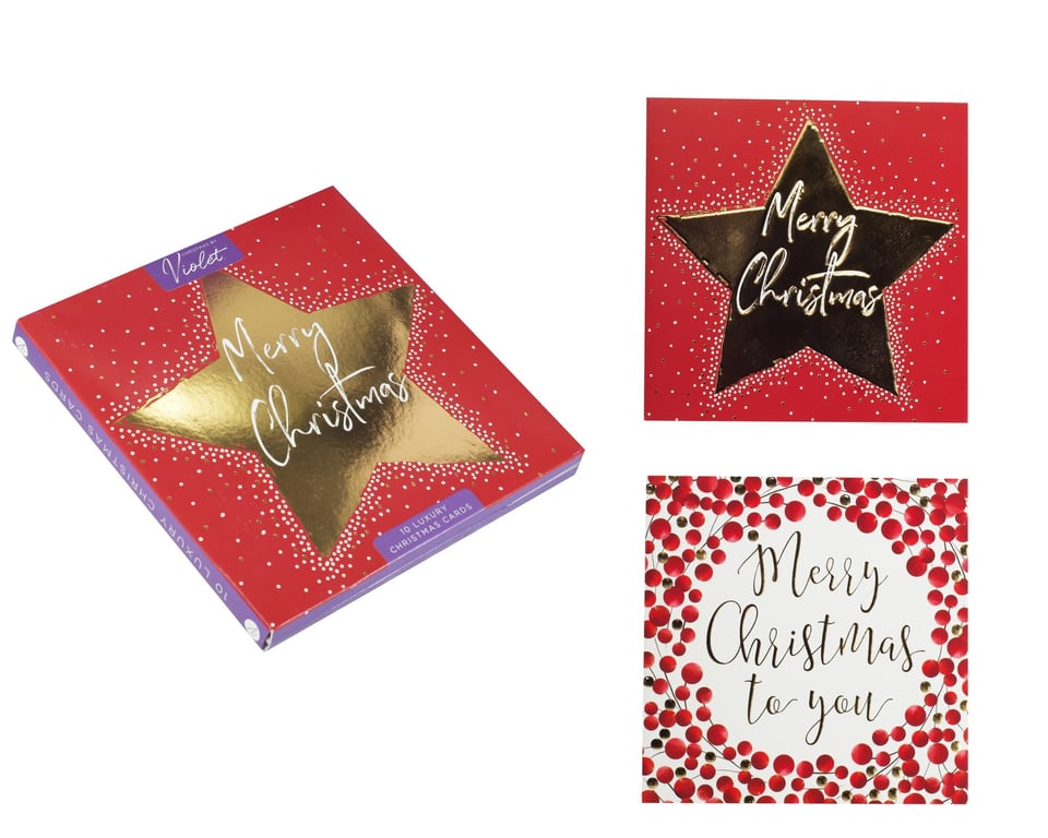 Merry & Bright 10 Pack Holiday Greeting Cards
