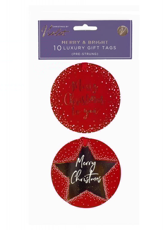 Merry and Bright Gift Tags - Festive Set of 10 Holiday Gift Tags for Home Decor Gifts