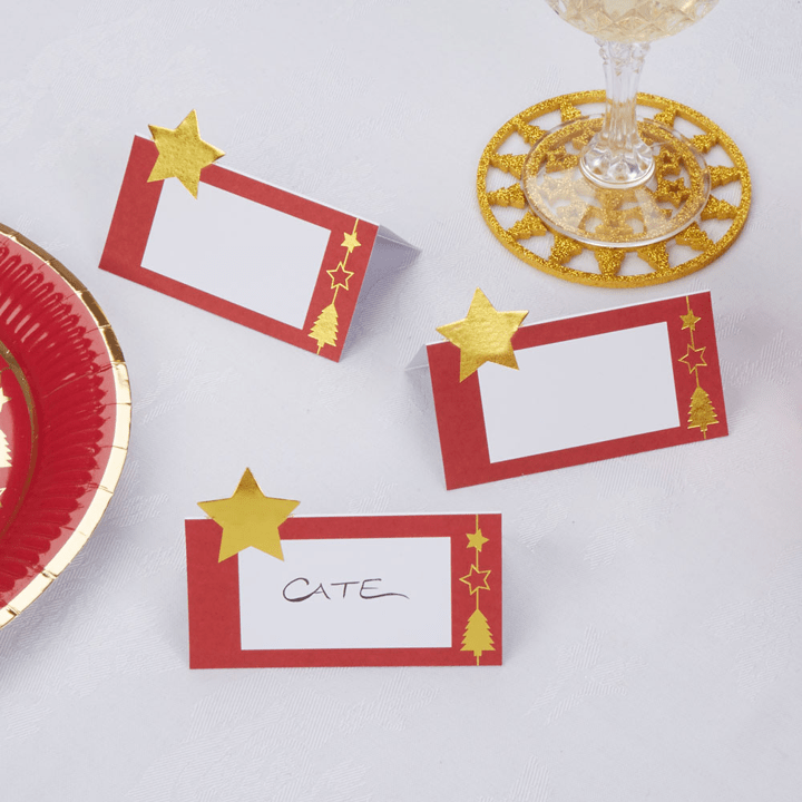 Elegant Dazzling Christmas Place Cards - Holiday Table Decor Accessories