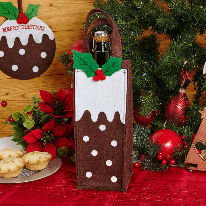 Felt Christmas Pudding Gift Bag - Handmade Food Preservation Bag for Festive Holiday Gifts