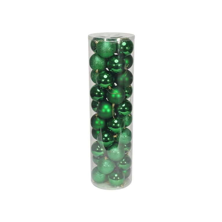 48 Pack Green Holiday Baubles - Matt, Shiny & Glitter Finish Decorations for Home