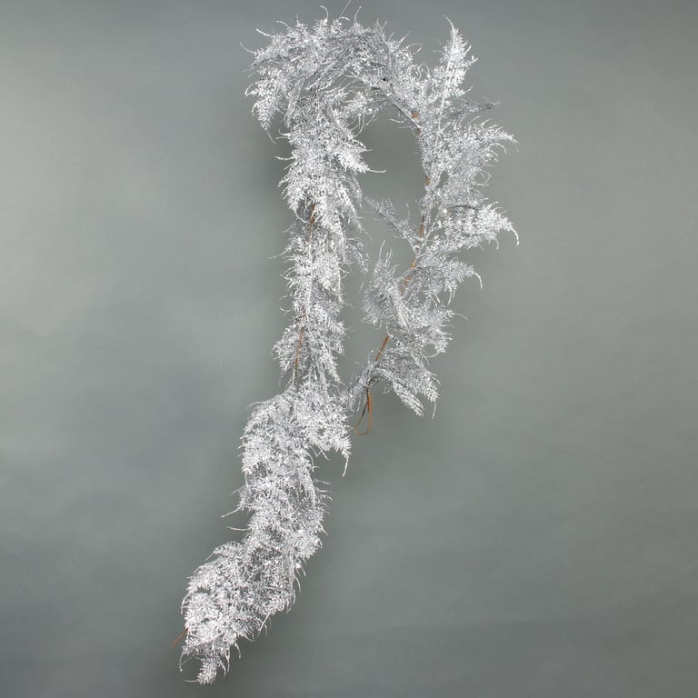 Glitter Asparagus Fern Leaf Garland Silver 180cm - Sparkling Home Decoration