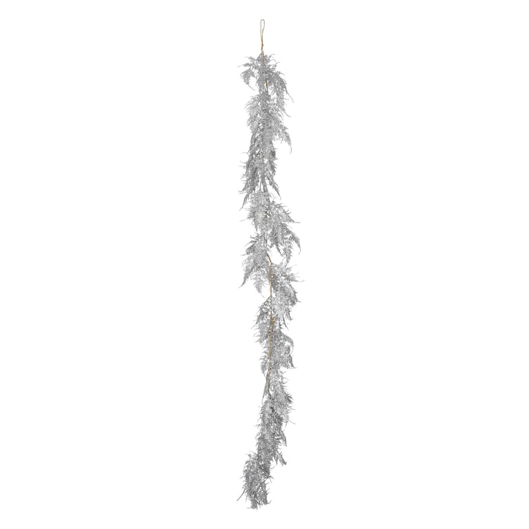 Glitter Asparagus Fern Leaf Garland Silver 180cm - Sparkling Home Decoration