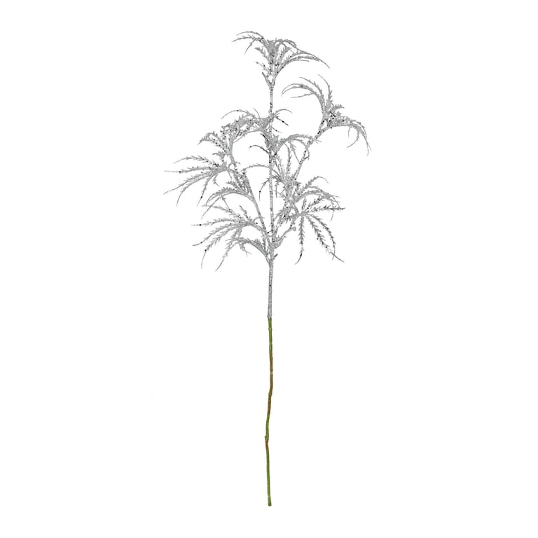 Silver Glitter Arelia Leaf Stem - Elegant Christmas Decoration and Home Accent