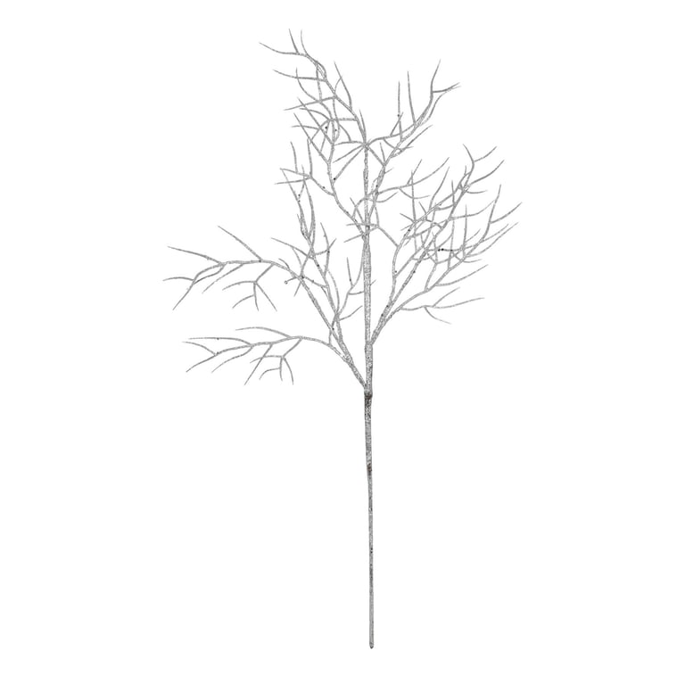 Silver Glitter Twig Stems - Elegant Home Decor and Party Accents