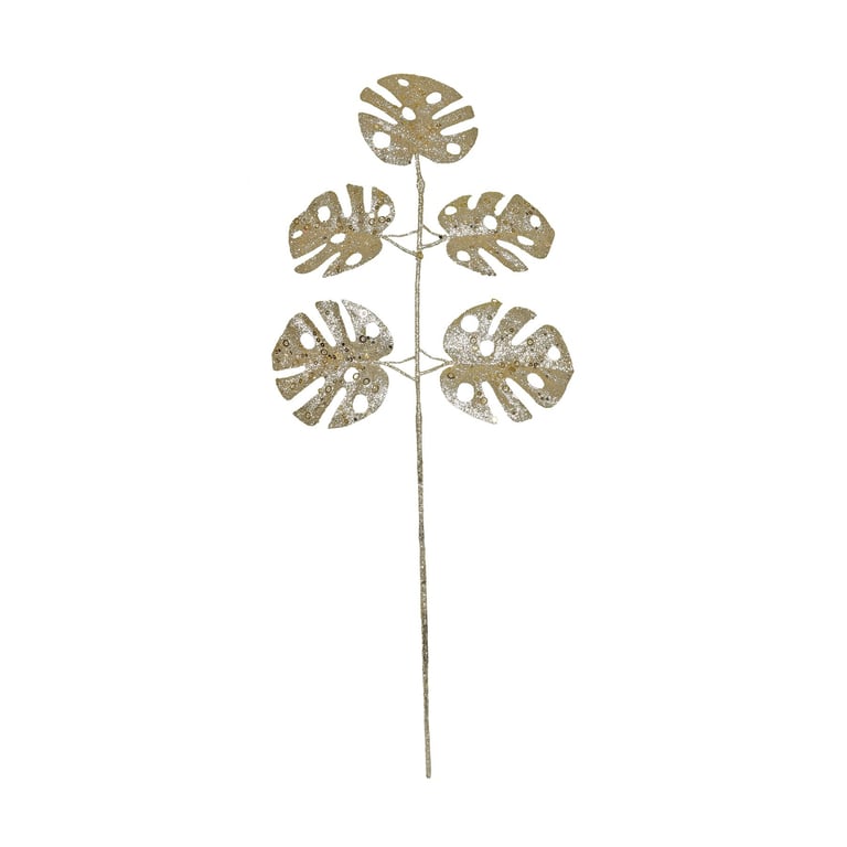 Gold Glitter Monstera Leaf Spray - Elegant Home Decor Wall Art for Living Room