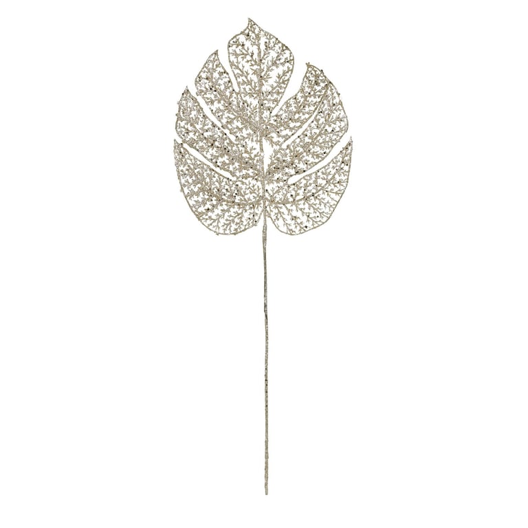 Gold Glitter Filigree Monstera Leaf Wall Art - Elegant Home Decor Mural