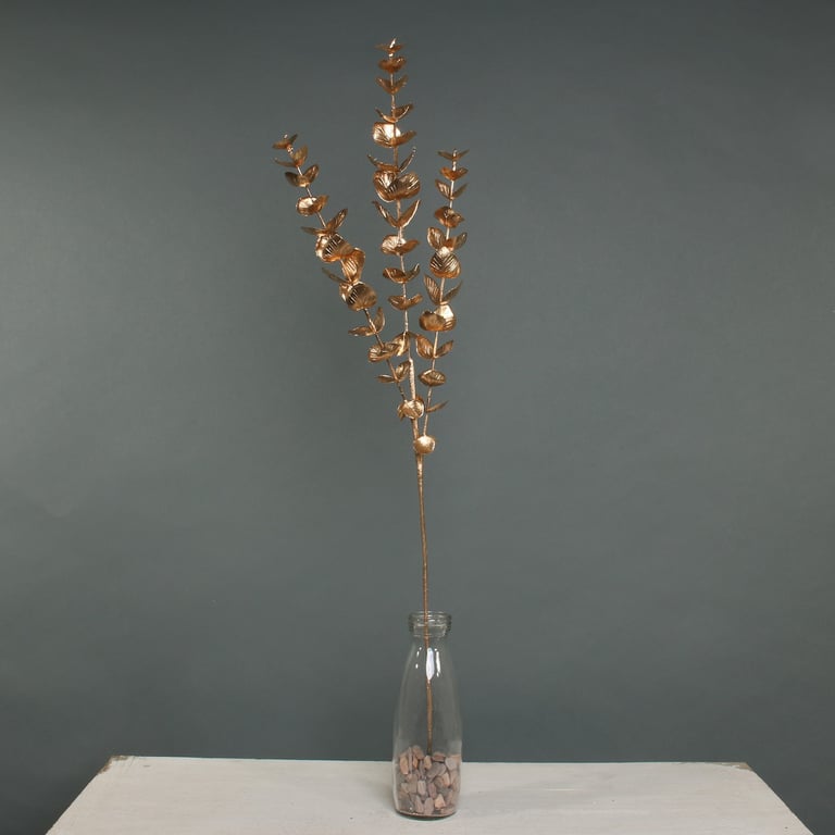 Gold Metallic Eucalyptus Spray - 3 Stems of Luxurious Indoor Decor