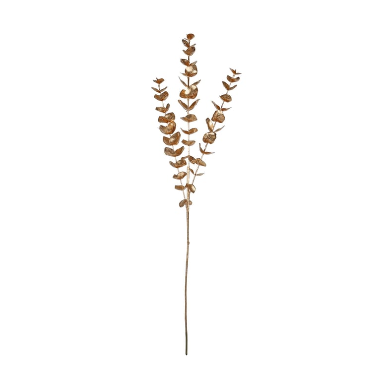 Gold Metallic Eucalyptus Spray - 3 Stems of Luxurious Indoor Decor