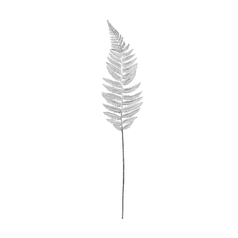 Metallic Fern Leaf Stem Silver - Decorative Home Garden Accent