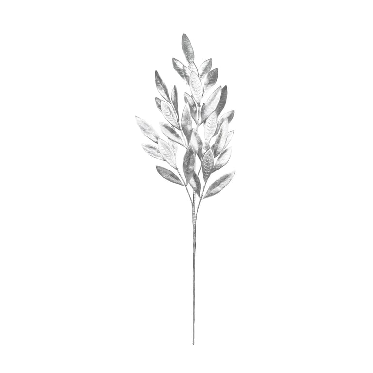 Silver Metallic Laurel Leaf Spray - Elegance at Home Decor