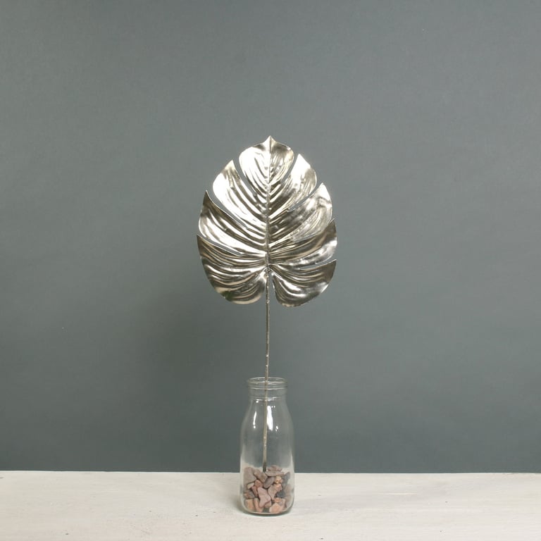 Champagne Metallic Monstera Leaf - Small Indoor Decorative Foliage Plant
