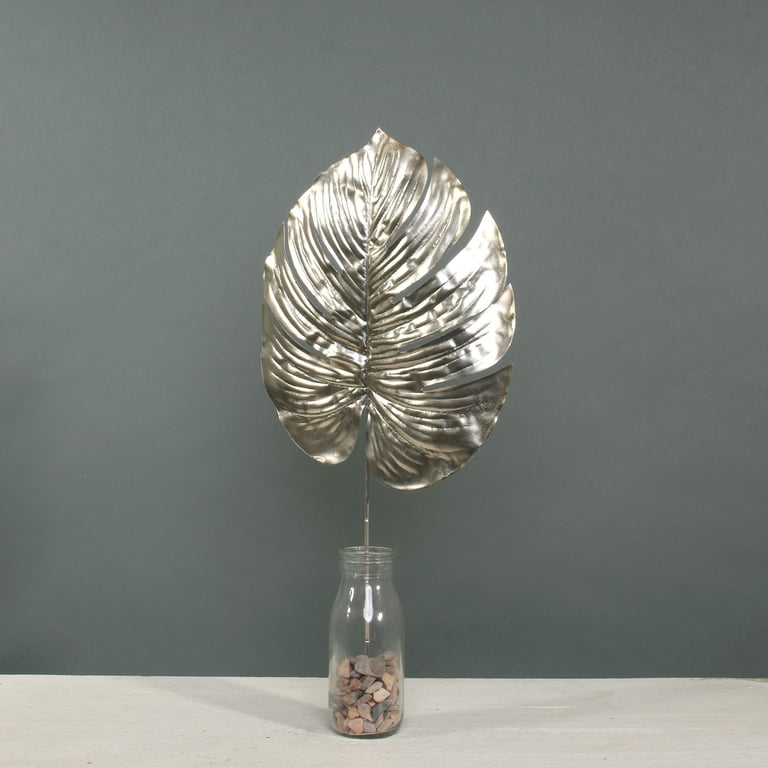 Champagne Metallic Monstera Leaf - Luxury Indoor Greenery Decoration
