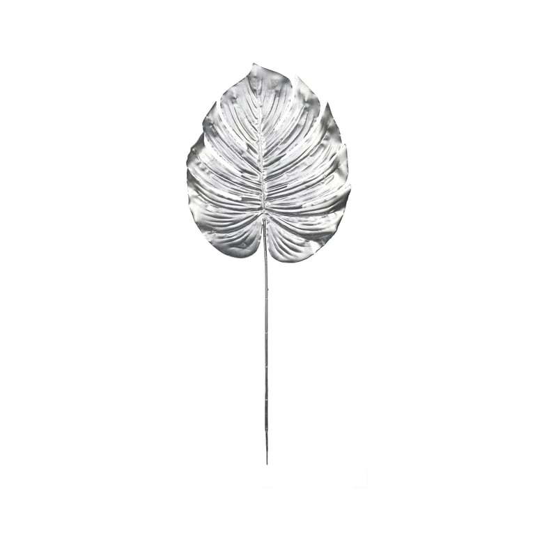 Silver Metallic Monstera Leaf Wall Art - Nature Inspired Decor for Home