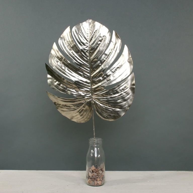 Champagne Metallic Monstera Leaf - Large Luxury Indoor Plant Decoration