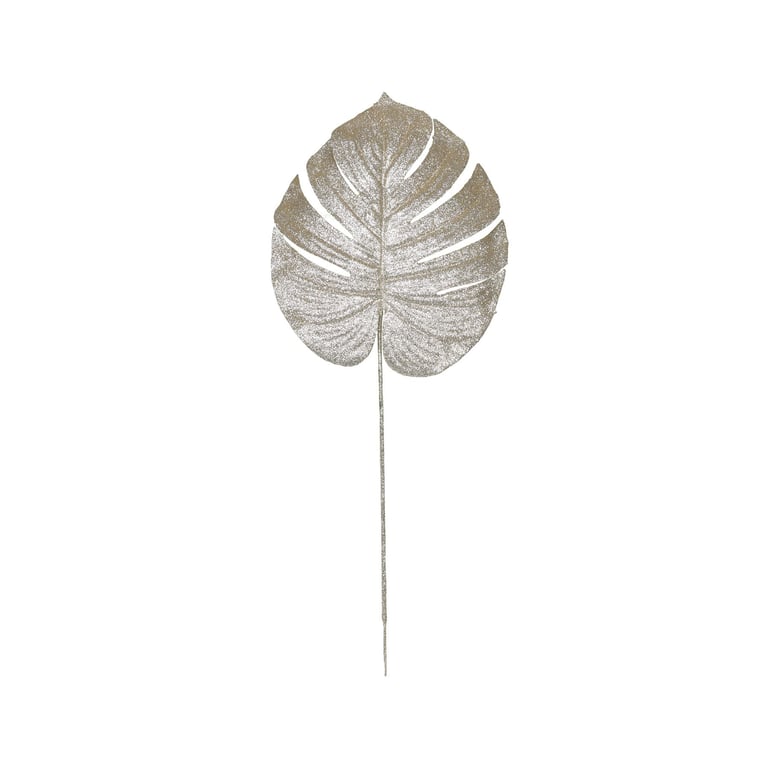 Champagne Glitter Monstera Leaf Decoration - Medium Size Home Garden Decor