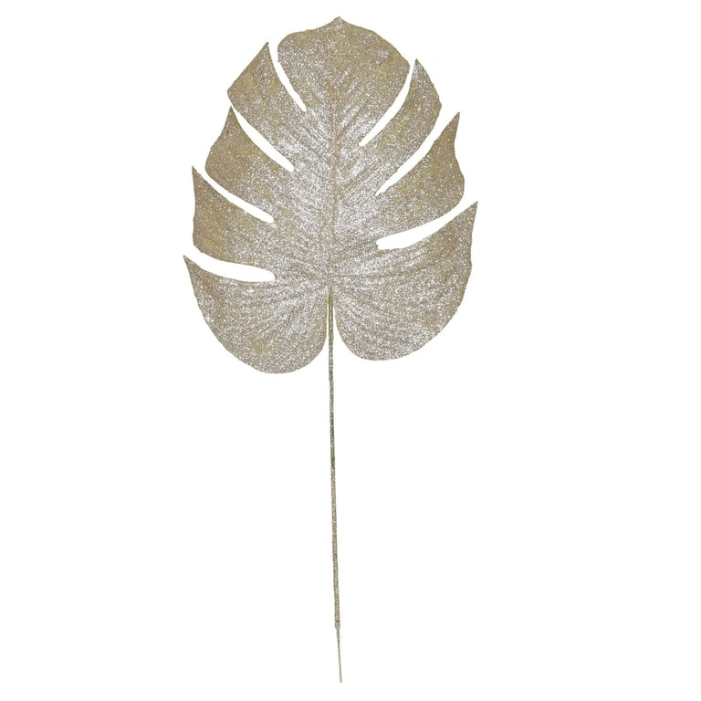 Champagne Glitter Monstera Leaf (Large) - Luxury Boho Wall Art for Home Decor