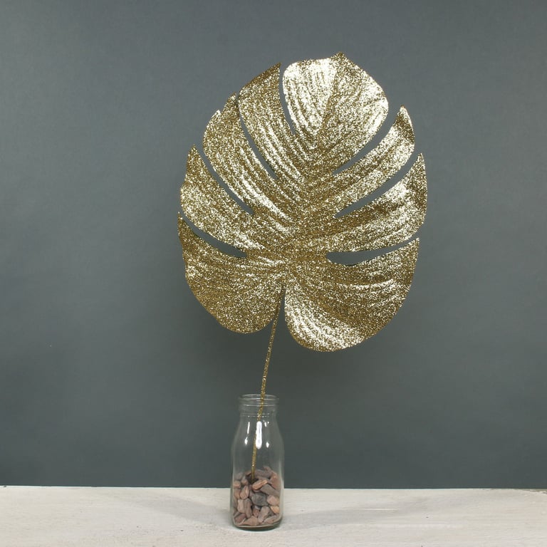 Large Gold Glitter Monstera Leaf - Unique Home Decor Wall Art Decoration